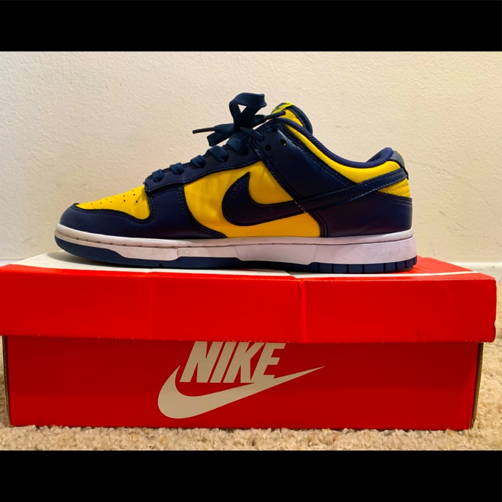Nike Michigan dunk low/ size 9/ 6 months old/ has box but damaged